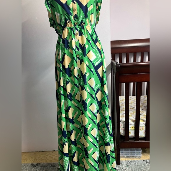 Lara Fashion Women’s Maxi Dress, Size S, Green/Blue/Cream - Picture 4 of 7